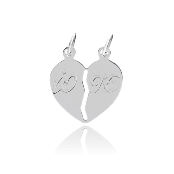 CIONDOLO CUORE DIVISIBILE CON SCRITTA IN ARGENTO TIT 925