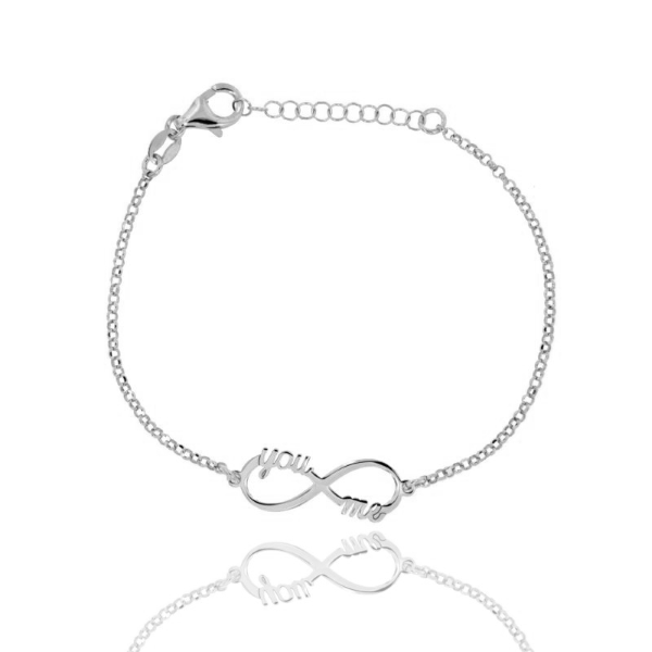 BRACCIALE ROLO' INFINITO CON SCRITTA IN ARGENTO RODIATO TIT 925‰ CM 18