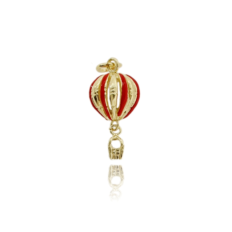 CIONDOLO MONGOLFIERA MM 22X15 IN ARGENTO MICROFUSO DORATO TIT 800‰ E SMALTO