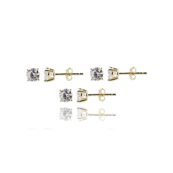 ORECCHINI SOLITARIO AL LOBO 4 GRIFFE PZ 3 CON ZIRCONE BIANCO IN ARGENTO TIT 925