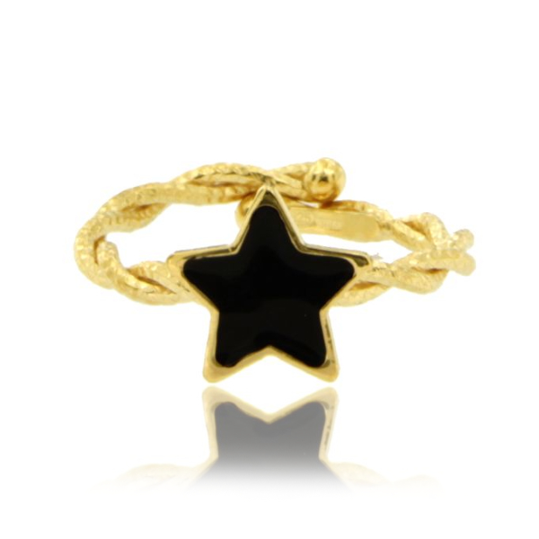 ANELLO CON FILO TORCHON E STELLA SMALTATA IN ARGENTO TIT 925 MISURA REGOLABILE