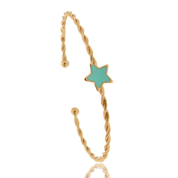BRACCIALE RIGIDO CON FILO TORCHON E STELLA SMALTATA IN ARGENTO TIT 925 