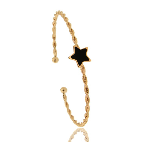 BRACCIALE RIGIDO CON FILO TORCHON E STELLA SMALTATA IN ARGENTO TIT 925 