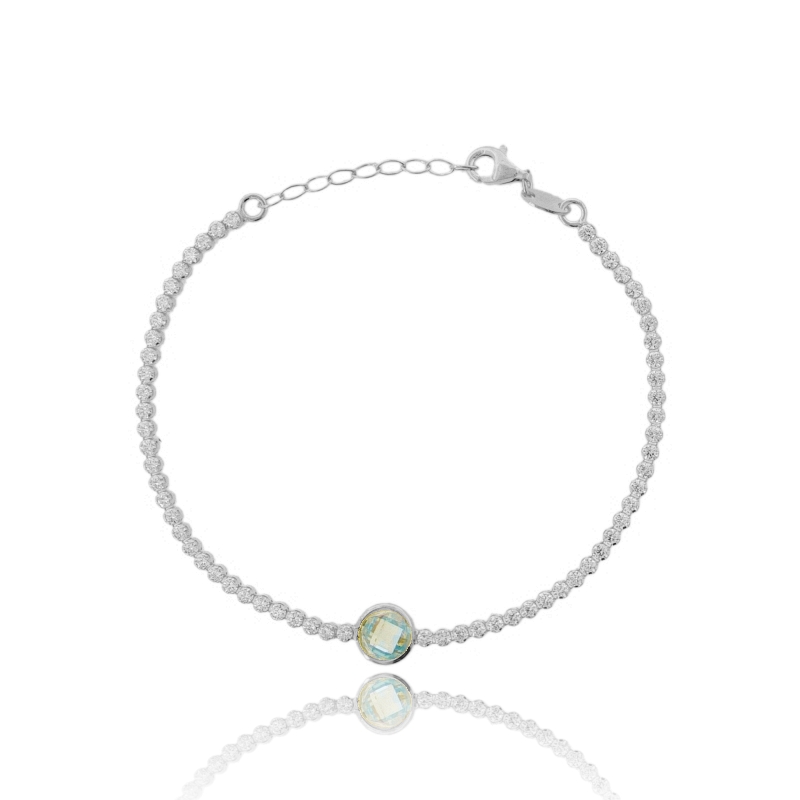 BRACCIALE TENNIS IN ARGENTO TIT 925 E ZIRCONI BIANCHI CON PIETRA CENTRALE CM 17-19