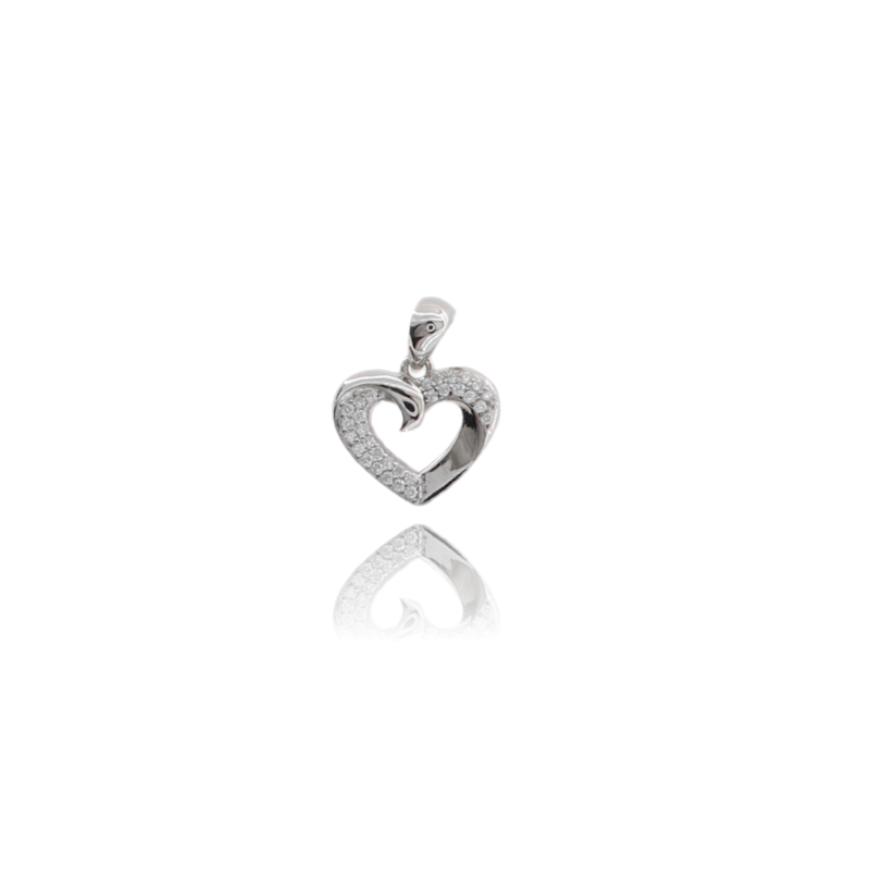 CIONDOLO CUORE MM 12X14 IN ARGENTO RODIATO TIT 925 E ZIRCONI