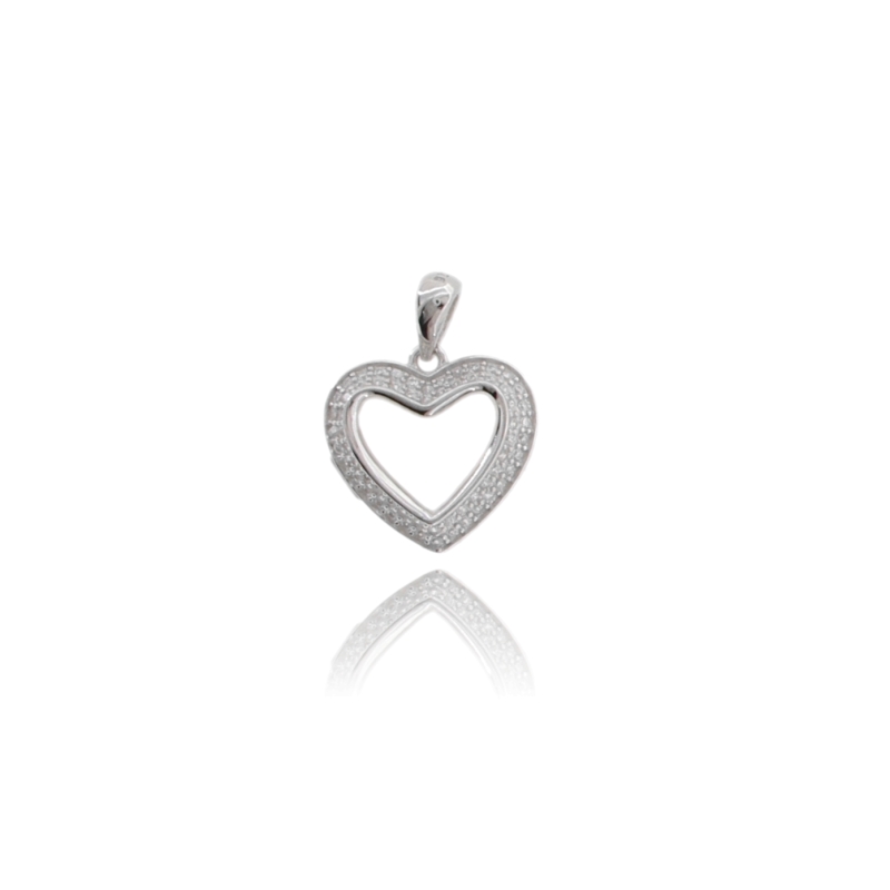 CIONDOLO CUORE MM 17X17 IN ARGENTO RODIATO TIT 925 E ZIRCONI