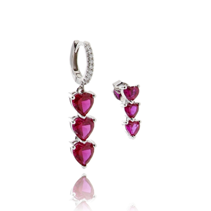 ORECCHINI CON CUORI DI ZIRCONI IN ARGENTO TIT 925