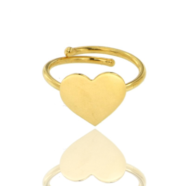 ANELLO A FILO CON CUORE A LASTRA IN ARGENTO DORATO TIT 925‰ MISURA REGOLABILE