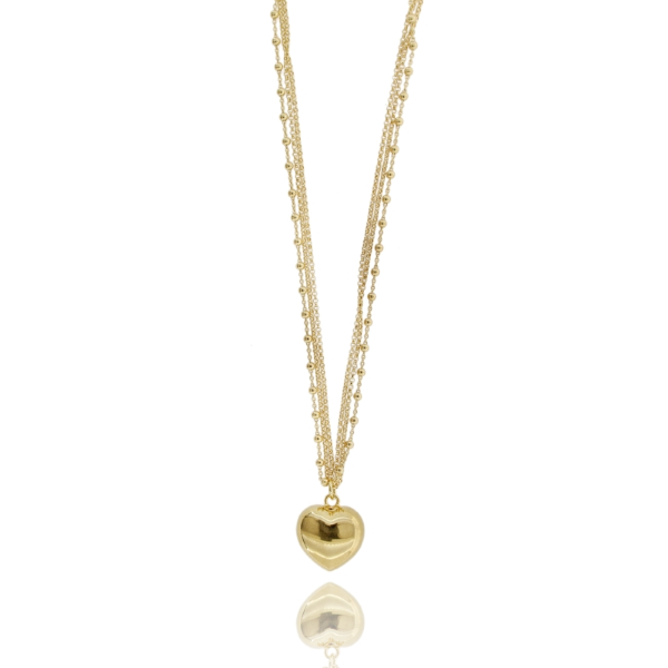 COLLANA MULTIFILO CON CUORE IN ARGENTO TIT 925‰ CM 40-45