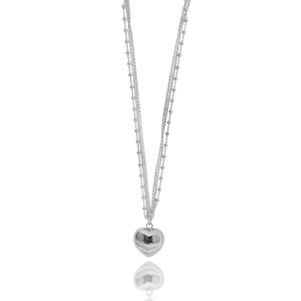 COLLANA MULTIFILO CON CUORE IN ARGENTO TIT 925‰ CM 40-45
