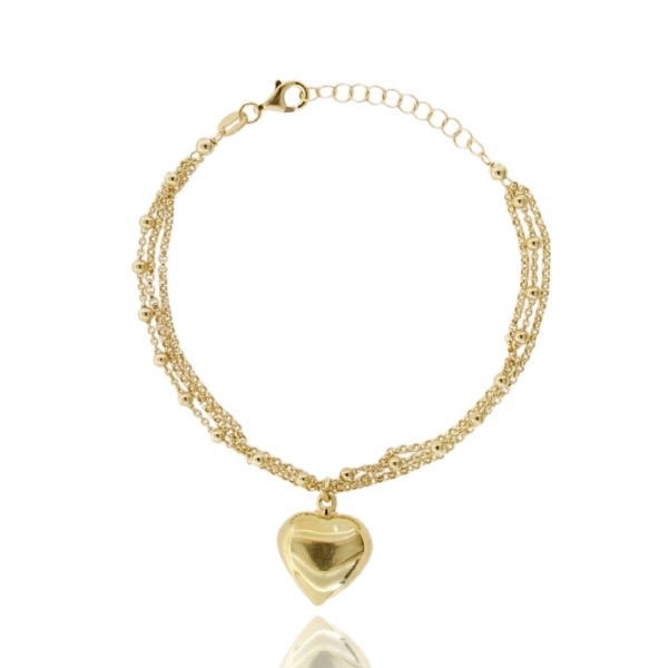 BRACCIALE MULTIFILO CON CUORE IN ARGENTO  TIT 925‰ CM 17-19