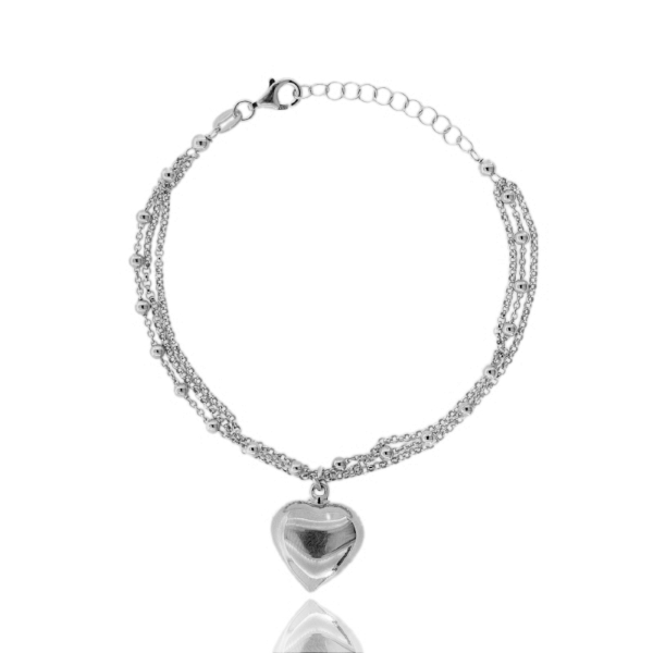 BRACCIALE MULTIFILO CON CUORE IN ARGENTO  TIT 925‰ CM 17-19