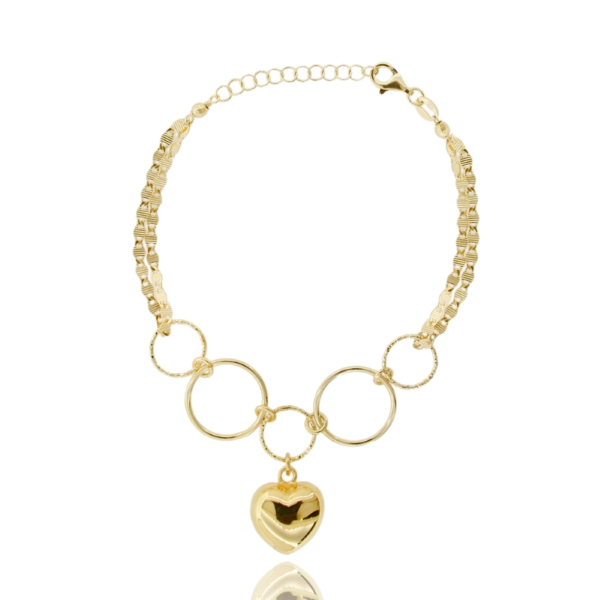 BRACCIALE BISMAK CON CUORE IN ARGENTO DORATO TIT 925‰ CM 17-19