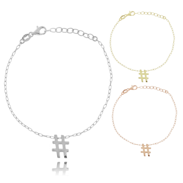 BRACCIALE FORZATINA CON HASHTAG IN ARGENTO TIT 925 CM 17-19