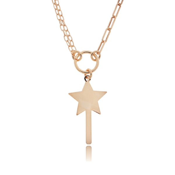 COLLANA A 2 FILI FORZATINA CON BACCHETTA MAGICA MM 26X14 IN ARGENTO TIT 925 CM 40-45