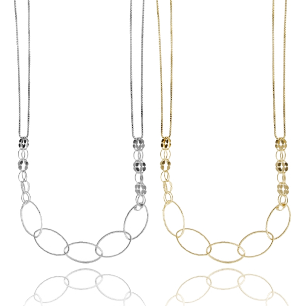 COLLANA CON SPOLE IN ARGENTO TIT 925‰ CM 40