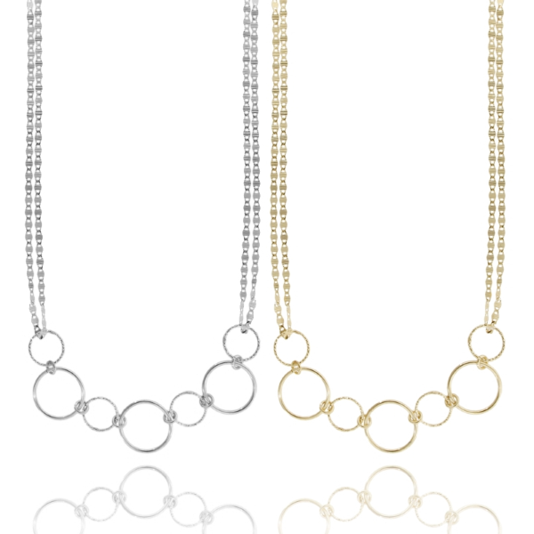 COLLANA CON CERCHI IN ARGENTO TIT 925‰ CM 40