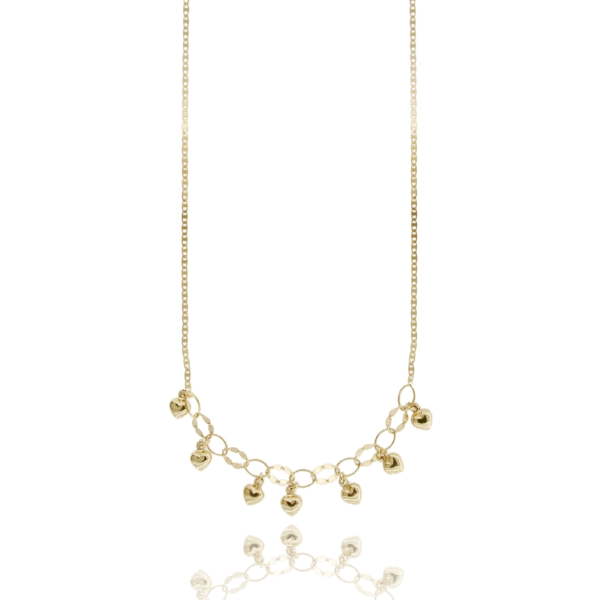 COLLANA CON CUORI IN ARGENTO DORATO TIT 925‰ CM 40