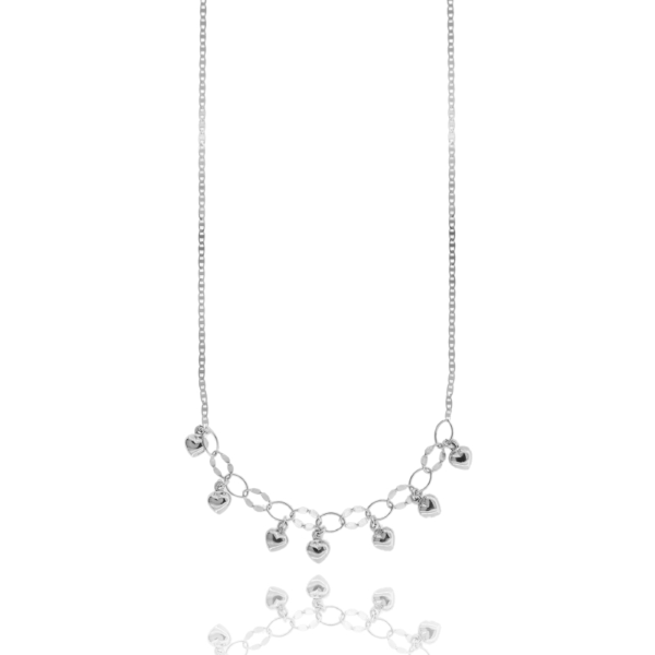 COLLANA CON CUORI IN ARGENTO RODIATO TIT 925‰ CM 40