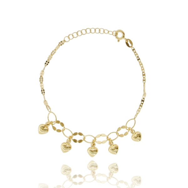 BRACCIALE CON CUORI IN ARGENTO TIT 925‰ CM 17-19