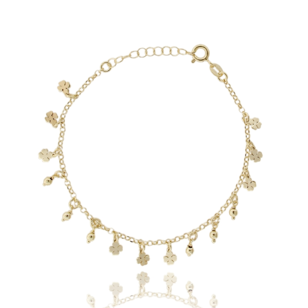 BRACCIALE CON QUADRIFOGLI IN ARGENTO TIT 925‰ CM 17-19