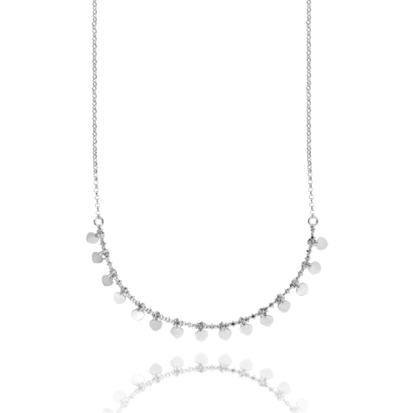 COLLANA ROLLO' CON CUORI IN ARGENTO TIT 925‰ CM 40