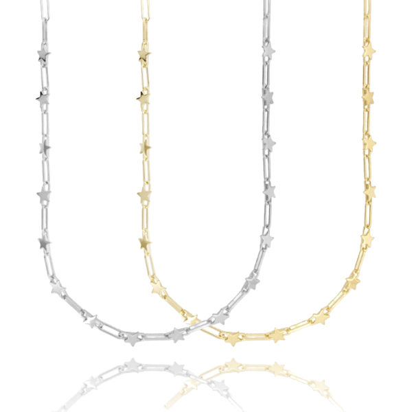 COLLANA CON STELLE IN ARGENTO TIT 925‰ CM 40