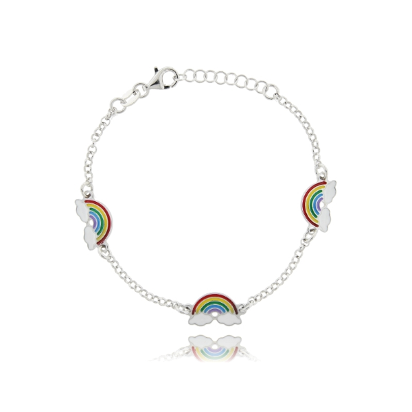 BRACCIALE ROLO' 3 ARCOBALENI ALTERNATI IN ARGENTO TIT 925 E SMALTO CM 17-19