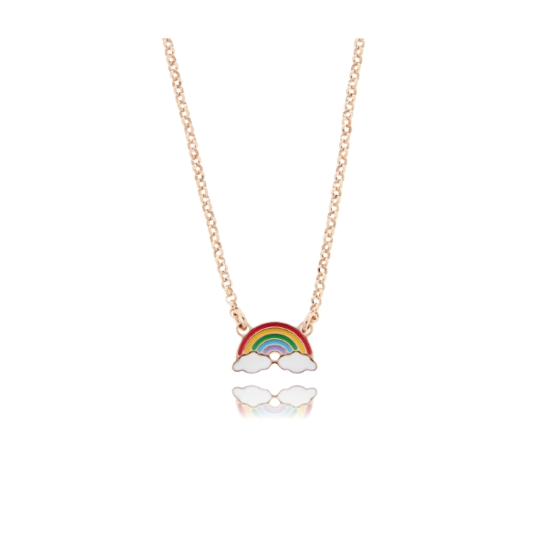 COLLANA ROLO' CM 40-45 CON ARCOBALENO PICCOLO IN ARGENTO TIT 925 E SMALTO