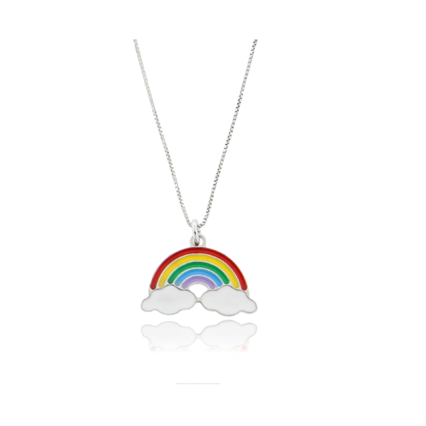 COLLANA VENEZIANA CM 40-45 CON ARCOBALENO GRANDE IN ARGENTO TIT 925 E SMALTO