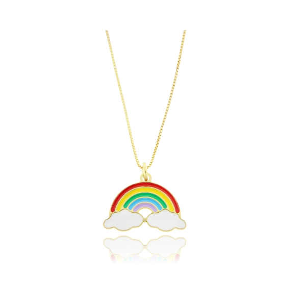 COLLANA VENEZIANA CM 40-45 CON ARCOBALENO GRANDE IN ARGENTO TIT 925 E SMALTO