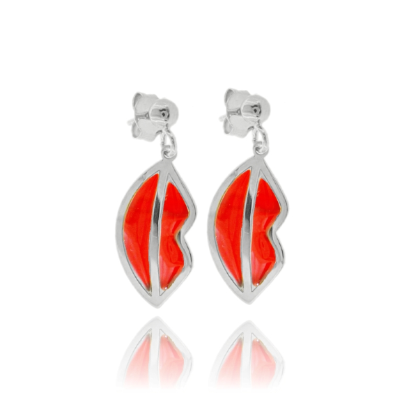 ORECCHINI CON BOCCA SMALTATA MM 24X11 IN ARGENTO TIT 925