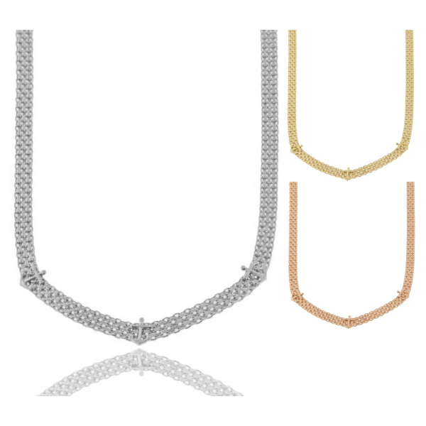 COLLANA MAGLIA BISMARK CON ANCORE IN ARGENTO TIT 925‰ CM 17-20