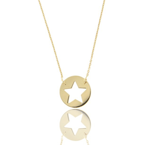 COLLANA FORZATINA CON STELLA NEL CERCHIO IN ARGENTO DORATO TIT 925‰ CM 40-45