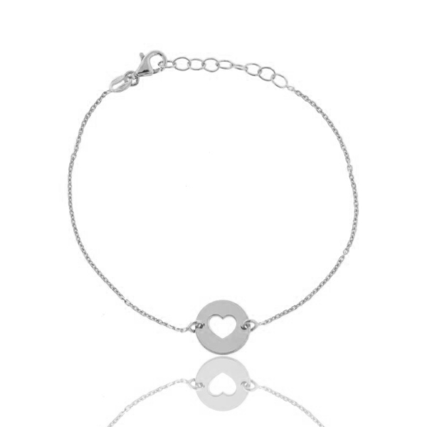 BRACCIALE FORZATINA CON CUORE NEL CERCHIO IN ARGENTO RODIATO TIT 925‰ CM 17-19