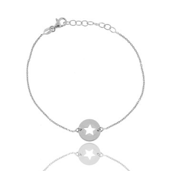 BRACCIALE FORZATINA CON STELLA NEL CERCHIO IN ARGENTO RODIATO TIT 925‰ CM 17-19