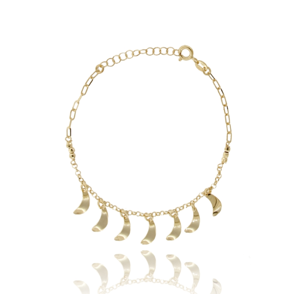 BRACCIALE CON CON VIRGOLETTE PENDENTI IN ARGENTO DORATO TIT 925 CM 17-19