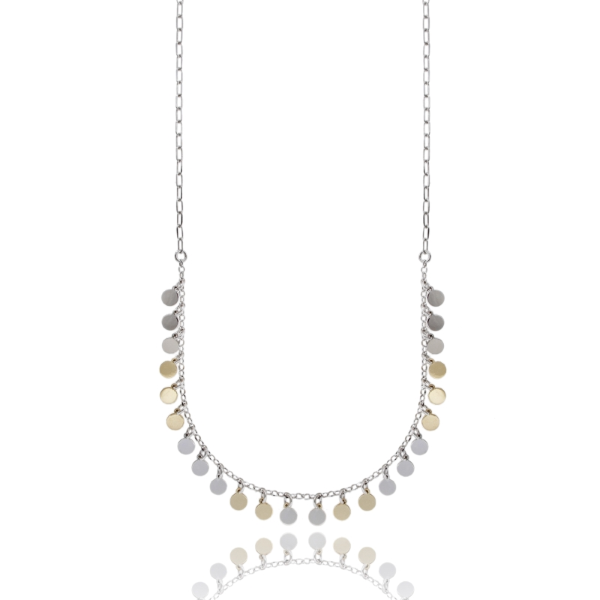 COLLANA CON TONDINI IN ARGENTO RODIATO E DORATO TIT 925‰ CM 40