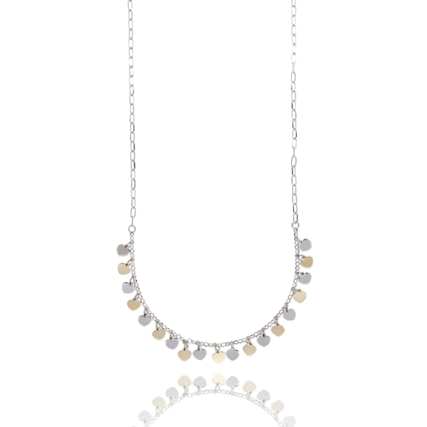 COLLANA CON CUORICINI IN ARGENTO RODIATO E DORATO TIT 925‰ CM 40