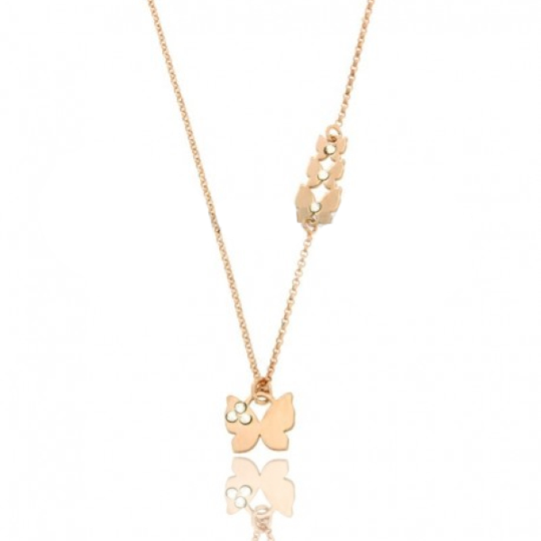 COLLANA ROLO' CON FARFALLE IN ARGENTO RAMATO TIT 925‰ E STRASS CM 40-45