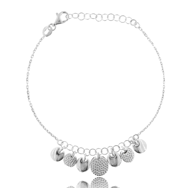 BRACCIALE ROLO' CON LENTICCHIE PENDENTI IN ARGENTO RODIATO TIT 925 CM 16-19