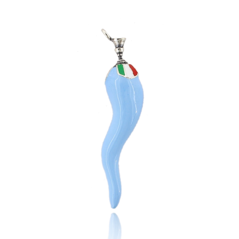 CIONDOLO CORNO COPPA MM 60X12 IN ARGENTO MICROFUSO TIT 800‰ E SMALTO