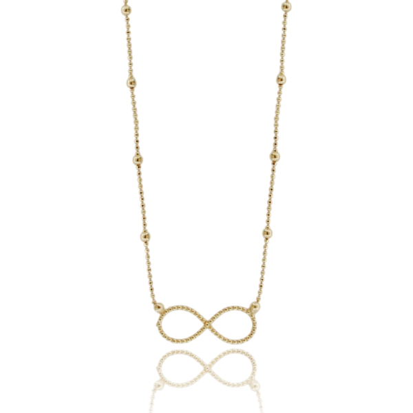 COLLANA CATENA CON SFERE E INFINITO IN ARGENTO TIT 925 CM 40-45