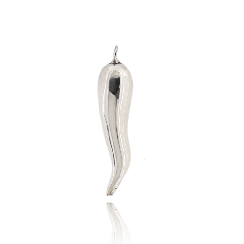 CIONDOLO CORNO LUCIDO MM 42X10 IN ARGENTO MICROFUSO TIT 800‰