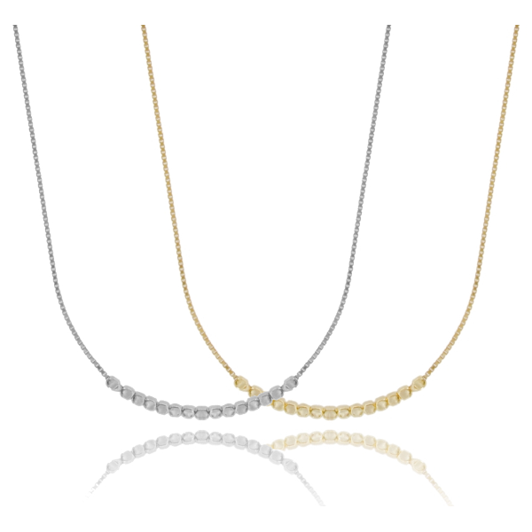 COLLANA VENEZIANA CON PEPITE CENTRALI IN ARGENTO TIT 925‰ CM 42-45