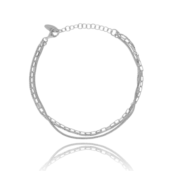 BRACCIALE CATENA A 3 FILI IN ARGENTO TIT 925 CM 18-21