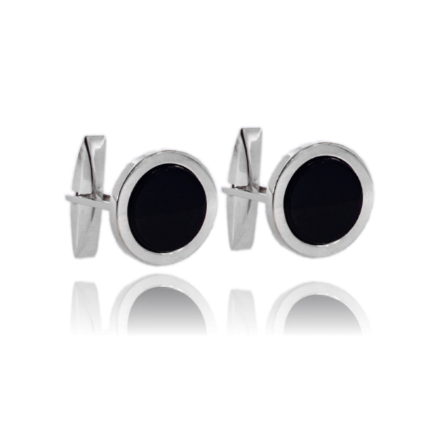 GEMELLI IN ARGENTO TIT 925 CON ONICE NERO