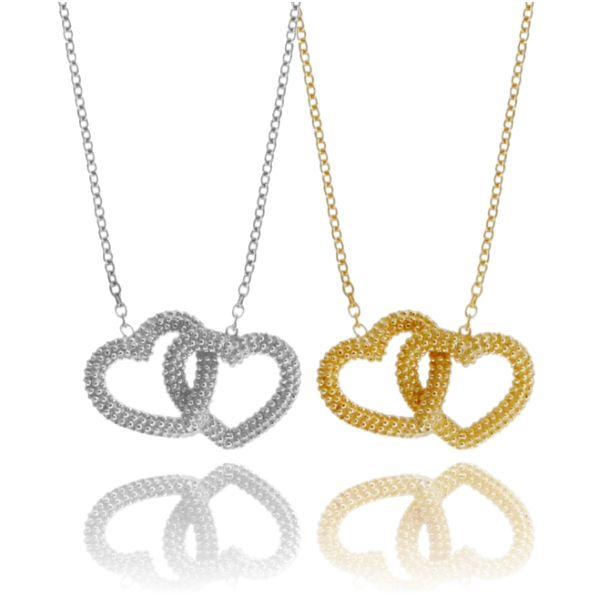 COLLANA FORZATINA CON CONTORNO CUORE A FILO PUNTINATO IN ARGENTO TIT 925‰  CM 