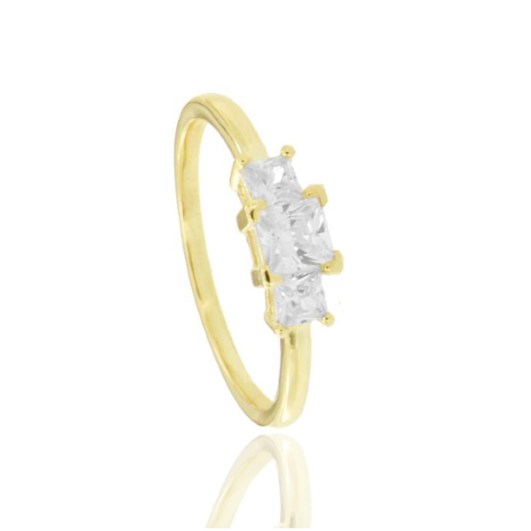 ANELLO TRILOGY IN ARGENTO  TIT 925  E ZIRCONI QUADRATI  MM 3-4-3
