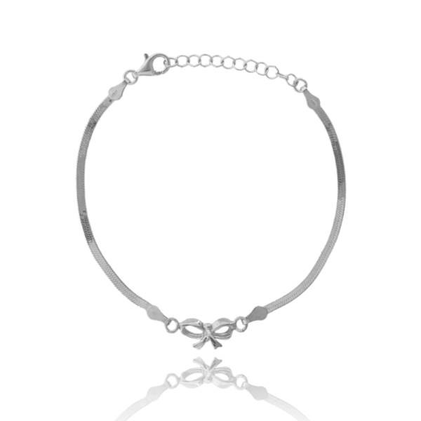 BRACCIALE SCHIENA D'ASINO CON FIOCCO CENTRALE IN ARGENTO TIT 925 CM 17-19